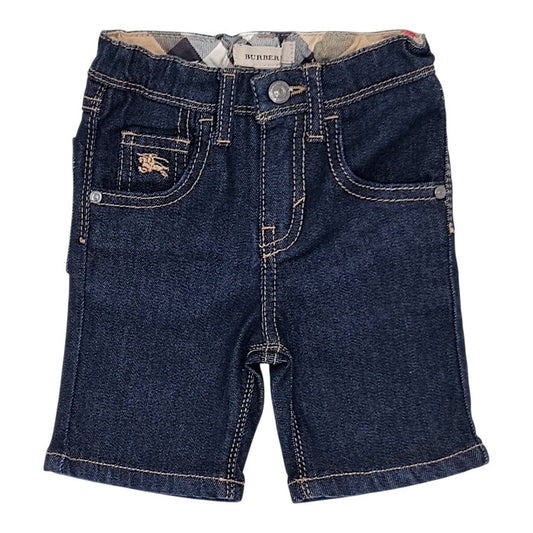 Bermuda bébé garçon Burberry, bleu brut en denim, taille 9 mois, seconde main luxe, vue de face