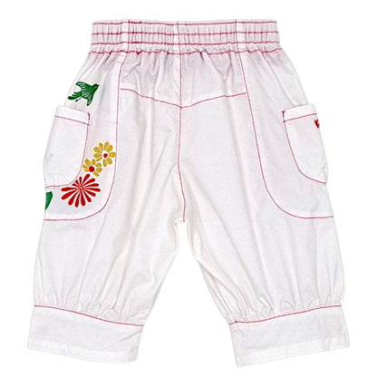 Bermuda bébé blanc à motif floral Kenzo, vue de dos, fille 12 mois