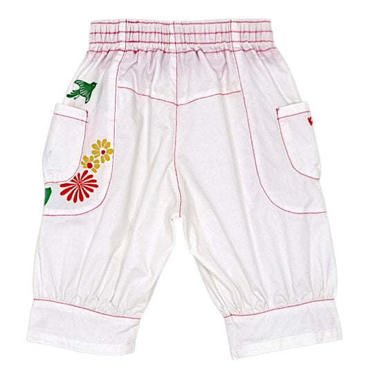 Bermuda bébé blanc à motif floral Kenzo, vue de dos, fille 12 mois