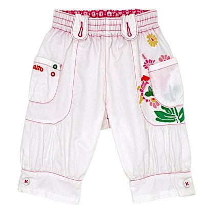 Bermuda bébé fille Kenzo Kids, blanc à motif floral, taille 12 mois, seconde main luxe, vue de face