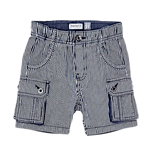 Bermuda bébé garçon Timberland, bleu à rayures fines, taille 6 mois, seconde main premium, vue de face