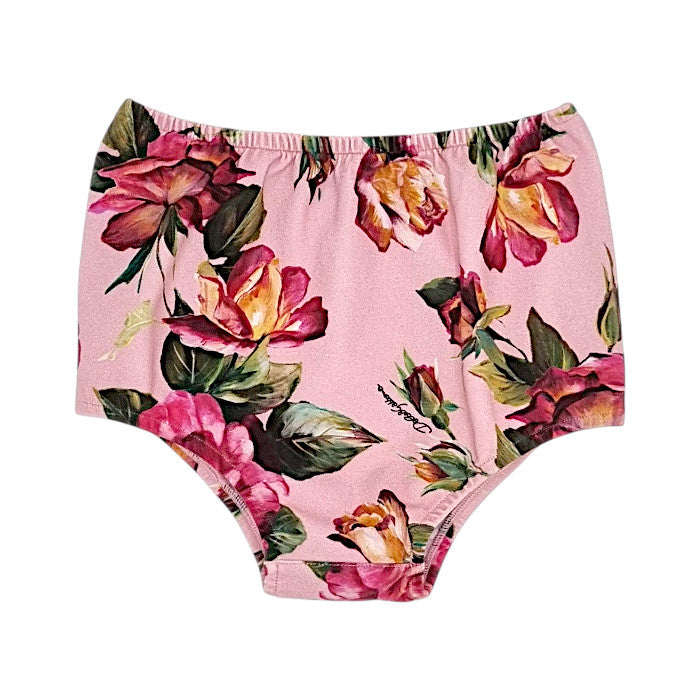 Bloomer bébé fille Dolce & Gabbana, rose imprimé fleuri, taille 18-24 mois, seconde main luxe, vue de face