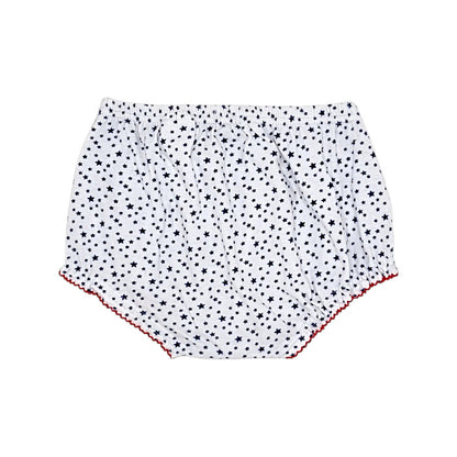 Bloomer bébé blanc/bleu motif étoiles IKKS, vue de dos, fille 18 mois