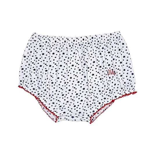 Bloomer bébé fille IKKS Junior, blanc/bleu motif étoiles, taille 18 mois, seconde main premium, vue de face