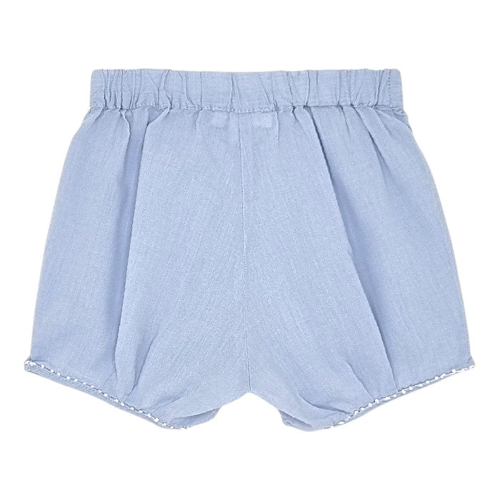Bloomer bébé bleu plissé Jacadi, vue de dos, fille 6 mois