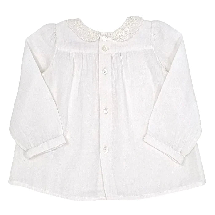 Blouse bébé fille Bonpoint 6 mois, écru, boutonnage au dos