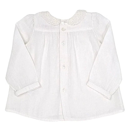 Blouse bébé fille Bonpoint 6 mois, écru, boutonnage au dos