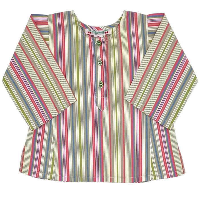 Blouse bébé fille Bonpoint, multicolore à rayures, taille 6 mois, seconde main haut de gamme, vue de face