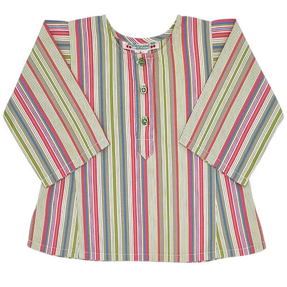 Blouse bébé fille Bonpoint, multicolore à rayures, taille 6 mois, seconde main haut de gamme, vue de face
