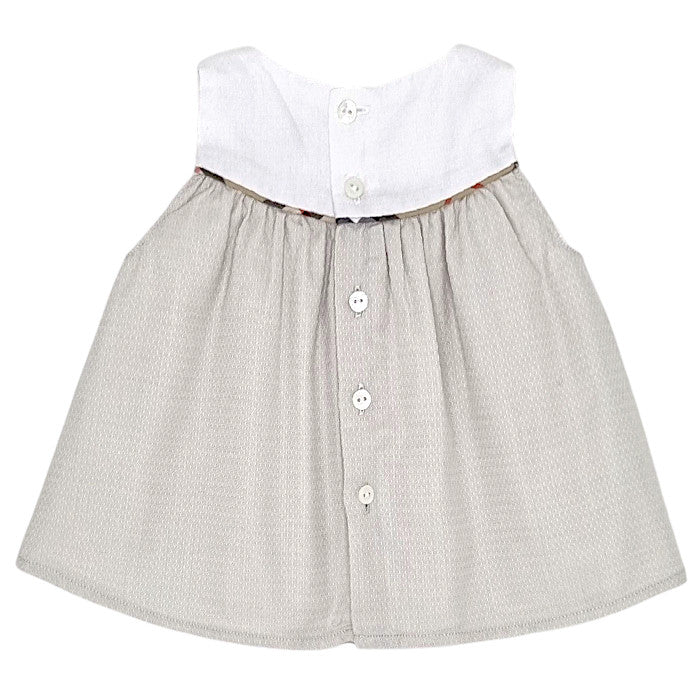 Blouse bébé blanc/beige en coton Burberry, vue de dos, fille 6 mois
