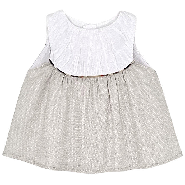 Blouse bébé fille Burberry Kids, blanc/beige en coton, taille 6 mois, seconde main luxe, vue de face