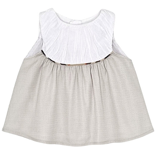 Blouse bébé fille Burberry Kids, blanc/beige en coton, taille 6 mois, seconde main luxe, vue de face