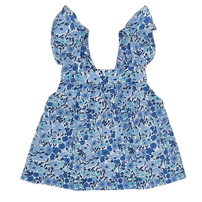 Blouse bébé fille Jacadi, bleu en tissu Liberty, taille 24 mois, seconde main haut de gamme, vue de face
