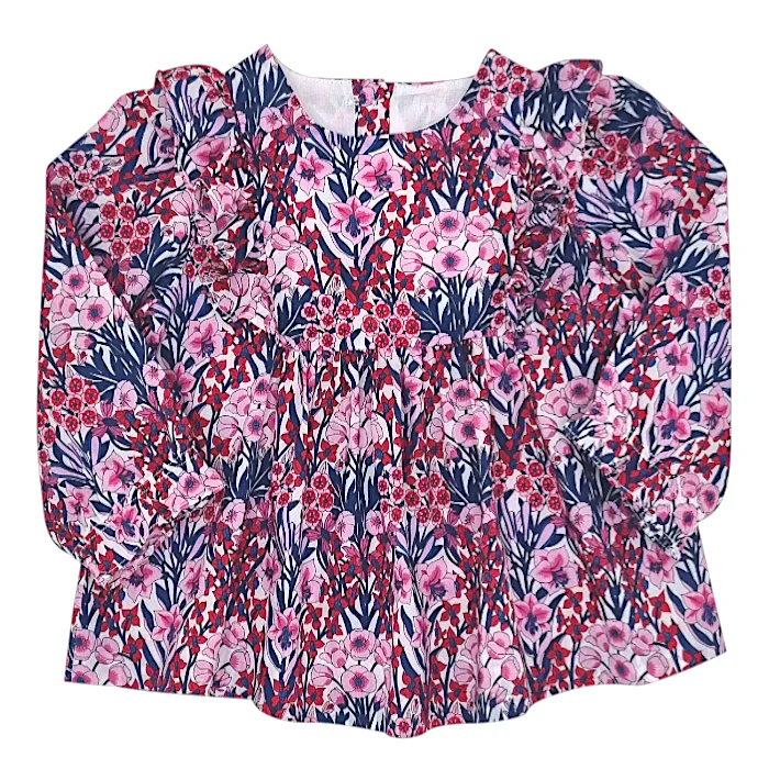 Blouse bébé fille multicolore en tissu Liberty, taille 6 mois, marque Jacadi - seconde main haut de gamme
