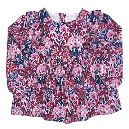 Blouse bébé fille multicolore en tissu Liberty, taille 6 mois, marque Jacadi - seconde main haut de gamme