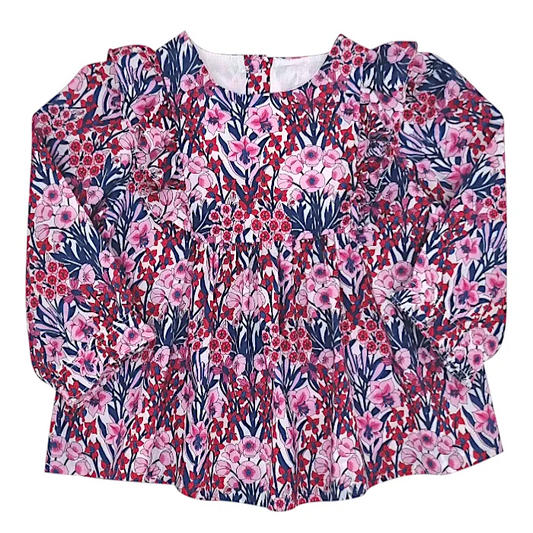 Blouse bébé fille multicolore en tissu Liberty, taille 6 mois, marque Jacadi - seconde main haut de gamme