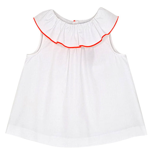 Blouse blanche à collerette, Jacadi, 18 mois, vue de face, vêtement bébé fille seconde main de marque à petit prix