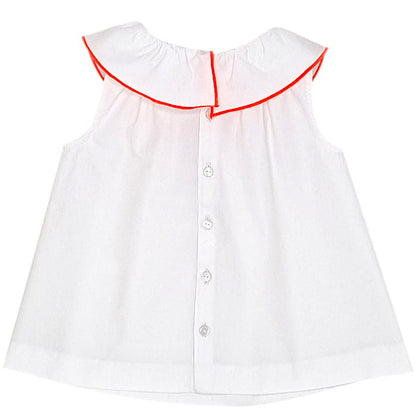 Blouse blanche à collerette, Jacadi, 18 mois, vue de dos, vêtement bébé fille seconde main de marque à petit prix