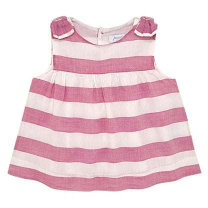 Blouse rose rayée, Jacadi, fille 6 mois, vue de face, vêtement de seconde main pour bébé, mode circulaire