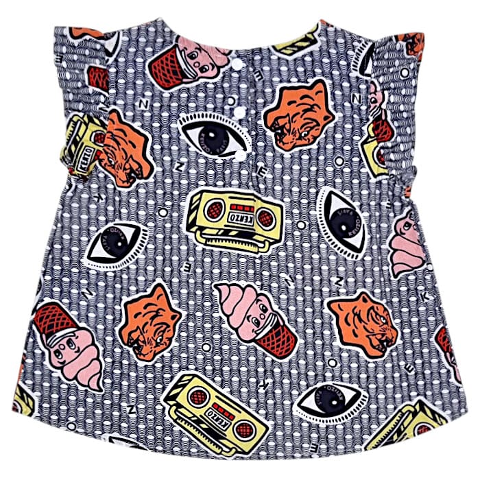 Blouse bébé multicolore motif pop Kenzo, vue de dos, fille 24 mois