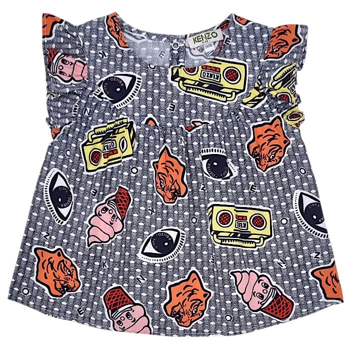 Blouse bébé fille Kenzo Kids, multicolore motif pop, taille 24 mois, seconde main luxe, vue de face