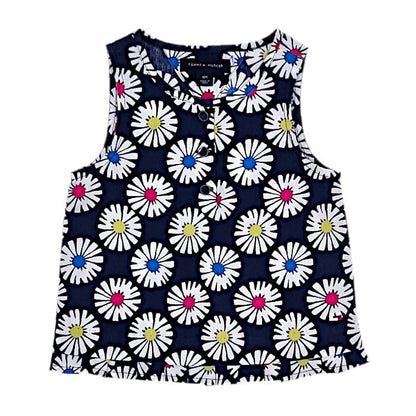 Blouse marine sans manches, Tommy Hilfiger, bébé fille 18 mois, vue de face, vêtement d'occasion en état impeccable