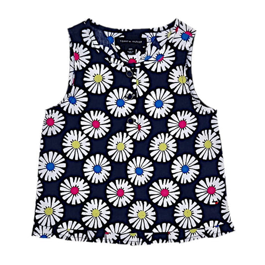 Blouse marine sans manches, Tommy Hilfiger, bébé fille 18 mois, vue de face, vêtement d'occasion en état impeccable