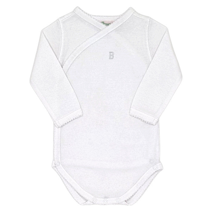 Body bébé mixte Bonpoint, blanc croisé, taille 1 mois, seconde main haut de gamme, vue de face