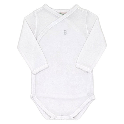 Body bébé mixte Bonpoint, blanc croisé, taille 1 mois, seconde main haut de gamme, vue de face