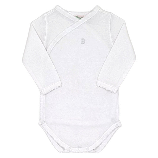 Body bébé mixte Bonpoint, blanc croisé, taille 1 mois, seconde main haut de gamme, vue de face