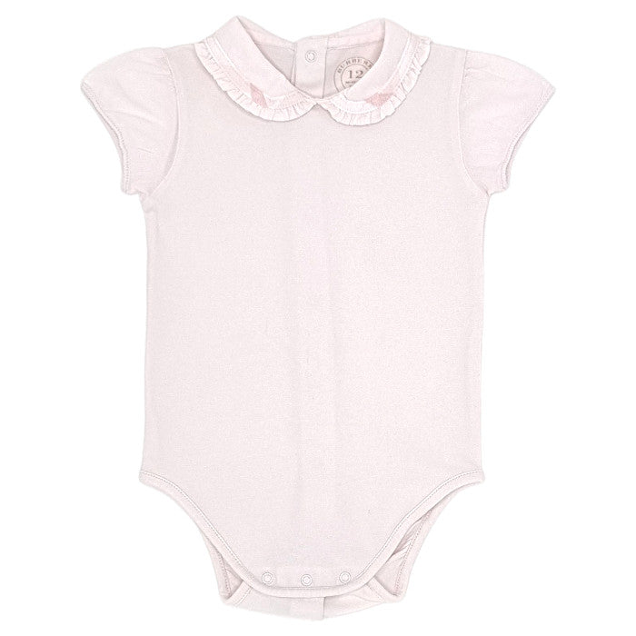 Body bébé fille Burberry Kids, rose col Claudine, taille 12 mois, seconde main luxe, vue de face