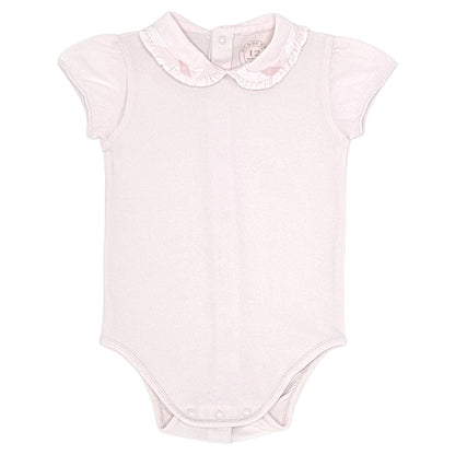 Body bébé fille Burberry Kids, rose col Claudine, taille 12 mois, seconde main luxe, vue de face