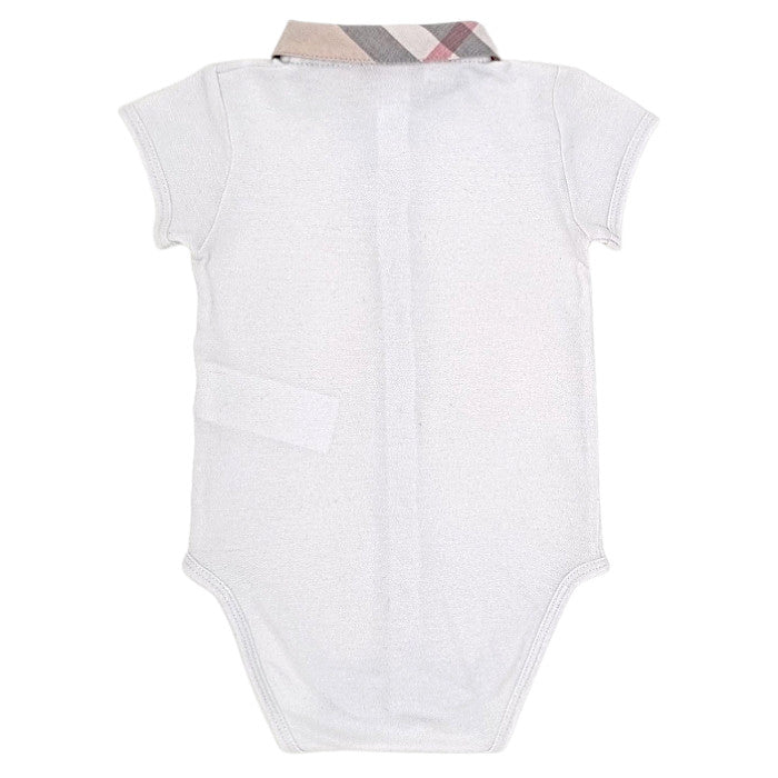 Body bébé blanc à col Burberry, vue de dos, garçon 9 mois