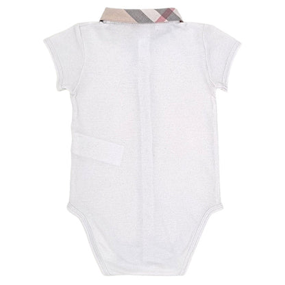 Body bébé blanc à col Burberry, vue de dos, garçon 9 mois