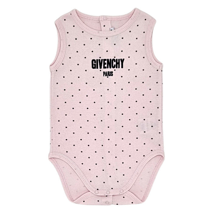 Body bébé fille Givenchy Kids, rose pâle sans manches, taille 9 mois, seconde main luxe, vue de face