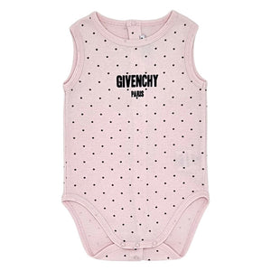 Body bébé fille Givenchy Kids, rose pâle sans manches, taille 9 mois, seconde main luxe, vue de face
