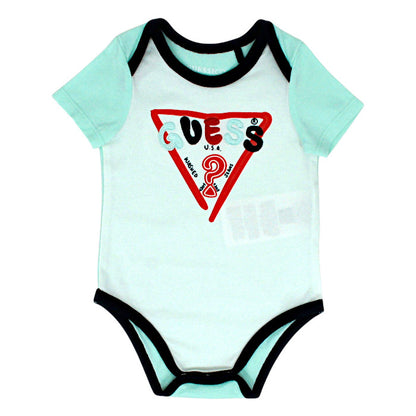 Body bébé garçon Guess Baby, blanc/vert signature brodée, taille 3-6 mois, seconde main premium, vue de face