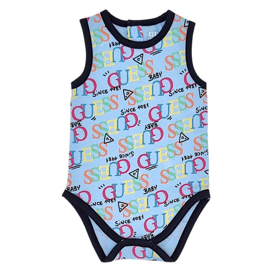 Body bébé garçon Guess, bleu signature, taille 3-6 mois, seconde main premium, vue de face