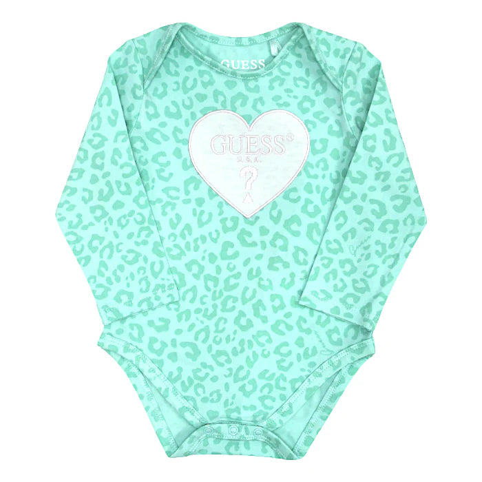 Body bébé fille vert imprimé léopard, taille 3-6 mois, marque Guess - seconde main premium