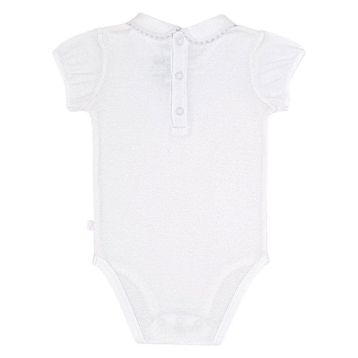 Body bébé blanc col festonné Jacadi, vue de dos, fille 12 mois