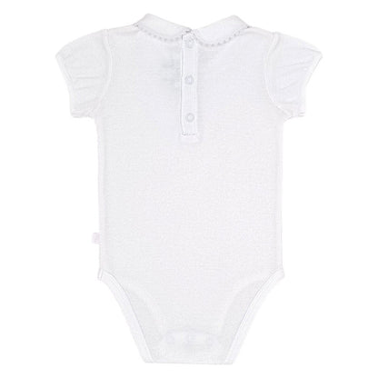 Body bébé blanc col festonné Jacadi, vue de dos, fille 12 mois