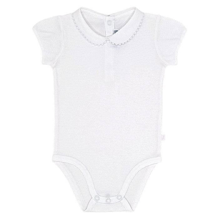 Body bébé fille Jacadi, blanc col festonné, taille 12 mois, seconde main haut de gamme, vue de face