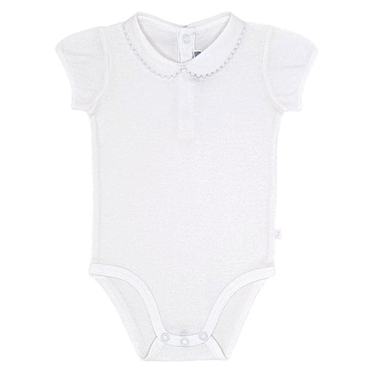 Body bébé fille Jacadi, blanc col festonné, taille 12 mois, seconde main haut de gamme, vue de face