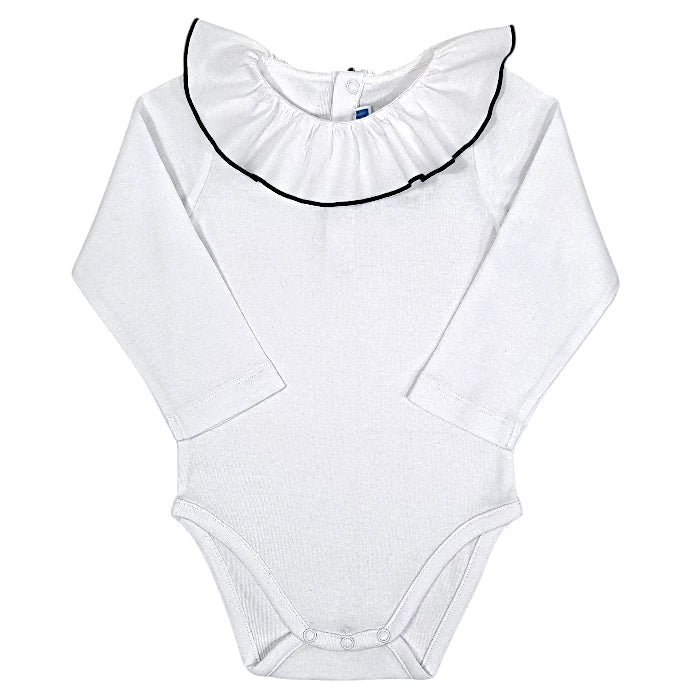Body bébé fille blanc à large collerette, taille 18 mois, marque Jacadi - seconde main haut de gamme