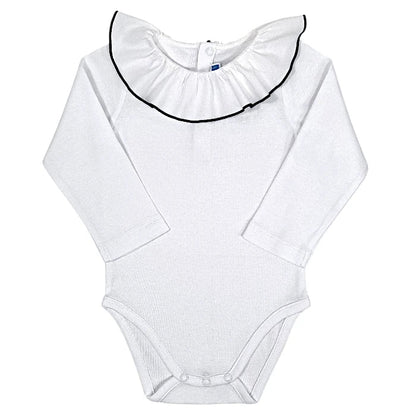 Body bébé fille blanc à large collerette, taille 18 mois, marque Jacadi - seconde main haut de gamme