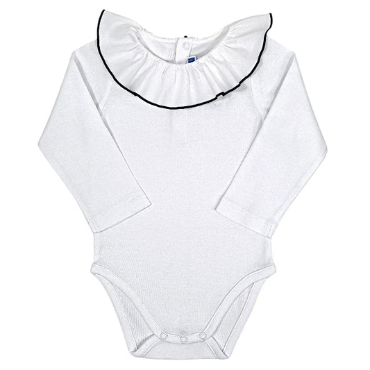 Body bébé fille blanc à large collerette, taille 18 mois, marque Jacadi - seconde main haut de gamme