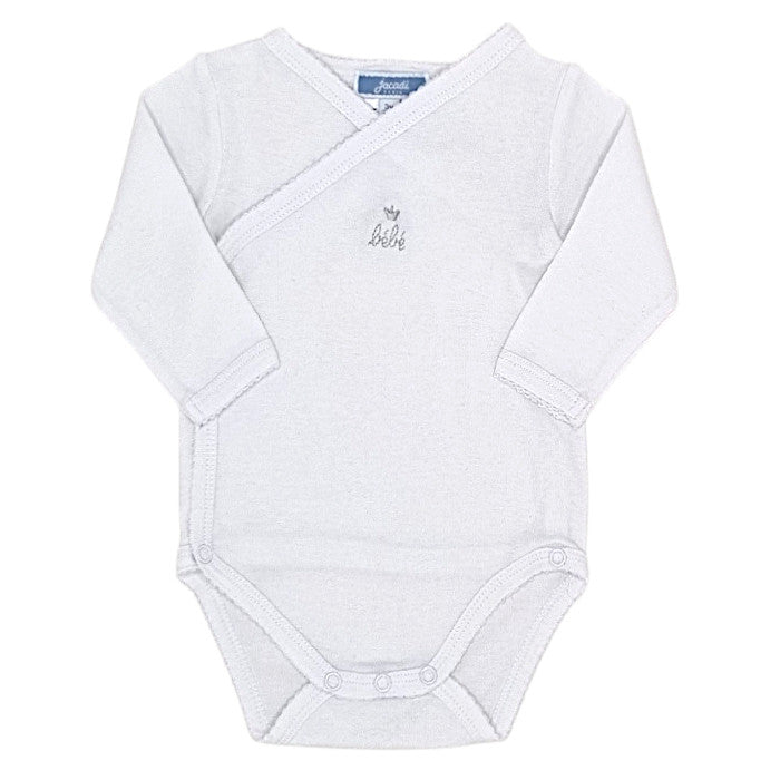 Body bébé mixte Jacadi, blanc croisé, taille 3 mois, seconde main haut de gamme, vue de face