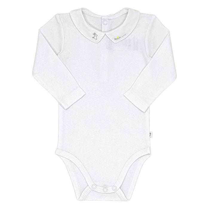 Body bébé garçon Jacadi, blanc manches longues, taille 6 mois, seconde main haut de gamme, vue de face