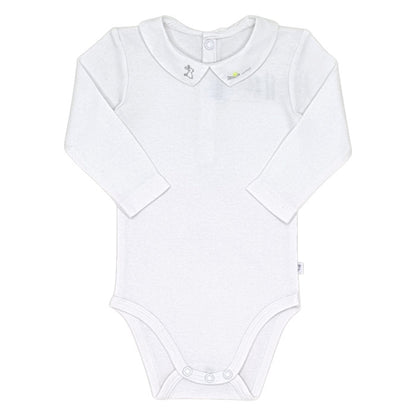 Body bébé garçon Jacadi, blanc manches longues, taille 6 mois, seconde main haut de gamme, vue de face