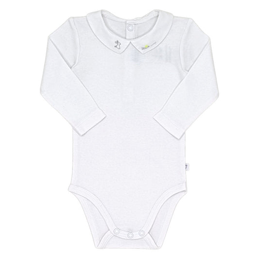 Body bébé garçon Jacadi, blanc manches longues, taille 6 mois, seconde main haut de gamme, vue de face